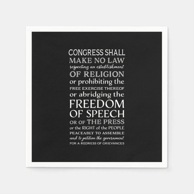 Freedom of Speech Bill of Rights Text Napkin (Front)