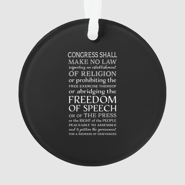 Freedom of Speech Bill of Rights Text Ornament (Back)