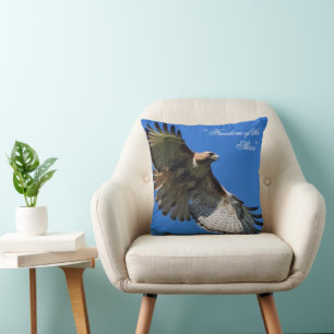 Freedom of the Skies Red-Tailed Hawk Throw Pillow