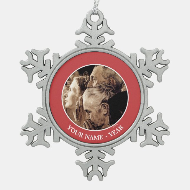 Freedom of Worship Snowflake Pewter Christmas Ornament (Front)