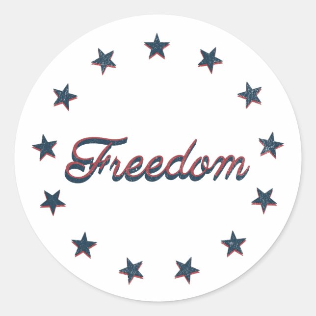 Freedom Patriotic America 250 Stars Design Classic Round Sticker (Front)