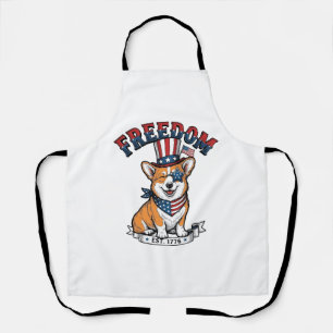Freedom Patriotic Corgi Vintage Engraving T-Shirt_ Apron