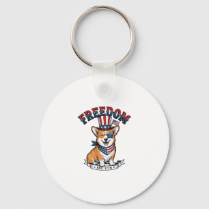 Freedom Patriotic Corgi Vintage Engraving T-Shirt_ Keychain