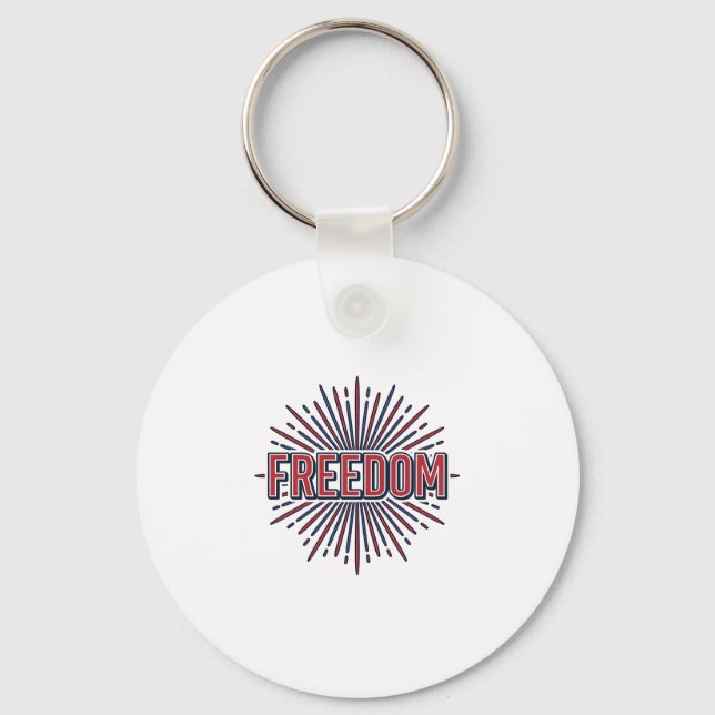 Freedom Patriotic Firework Vector Shirt Design_1 Keychain (Front)