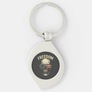 Freedom Patriotic Skull USA Keychain