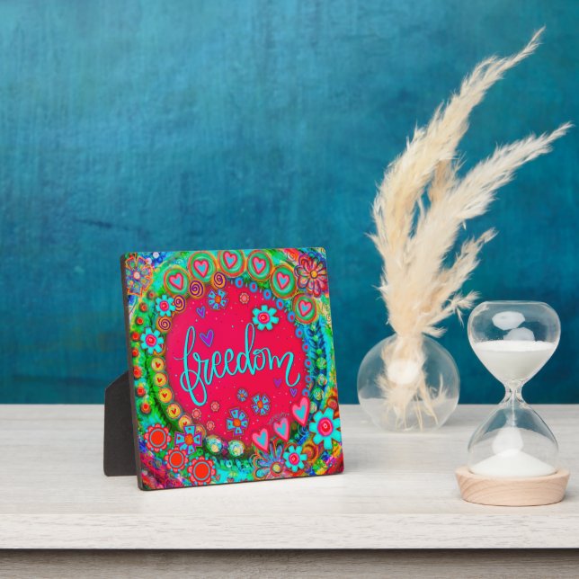  Freedom Pretty Floral Whimsical Inspiration Easel Plaque (Insitu)