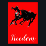 Freedom Red Black Pop Art Running Horses Poster<br><div class="desc">Black White Pop Art Running Horse Silhouette / Digital Animal / Horse Art - Horse Head Artwork</div>