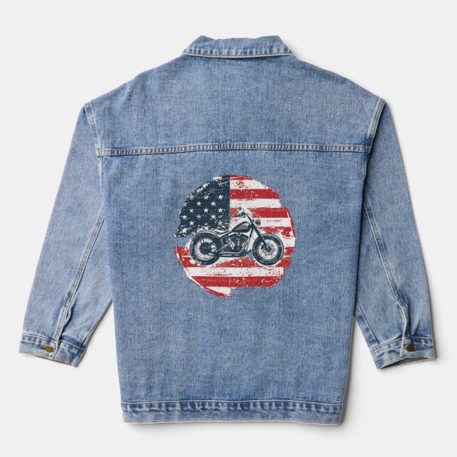 Freedom Ride : Moto rétro et drapeau américain (Verso)