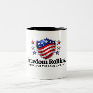 Freedom Rolling Patriotic Shield Logo   American F Two-Tone Coffee Mug