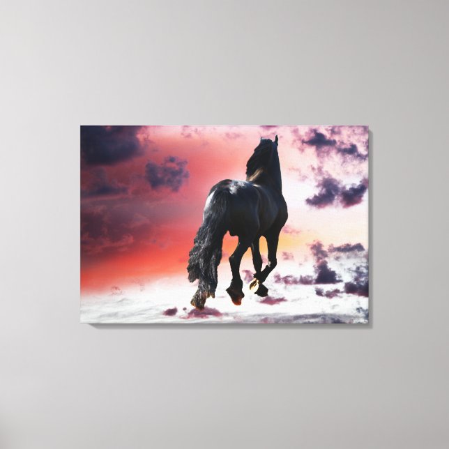 Freedom runner black horse canvas print (Front)