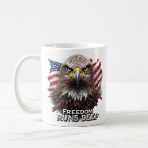 Freedom Runs Deep Patriotic USA Pride Decal Coffee Mug