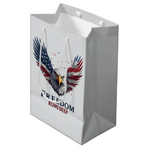 Freedom Runs Deep Patriotic USA Pride Decal Medium Gift Bag