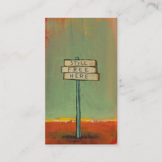 Freedom sign funart free thinker activist inventor business card (Front)