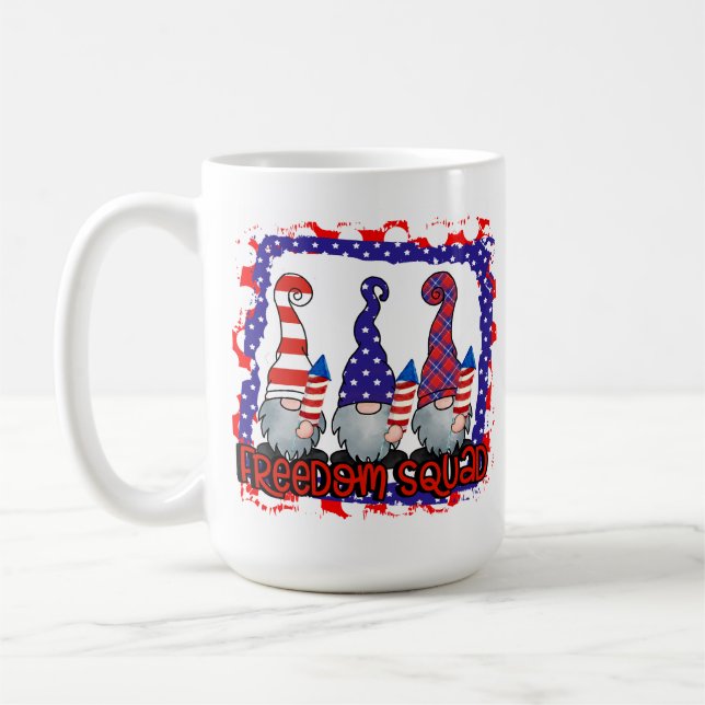 Freedom Squad 4th of July Gnomes  Coffee Mug (Left)