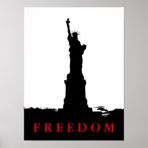 Freedom Statue of Liberty Silhouette Poster Print