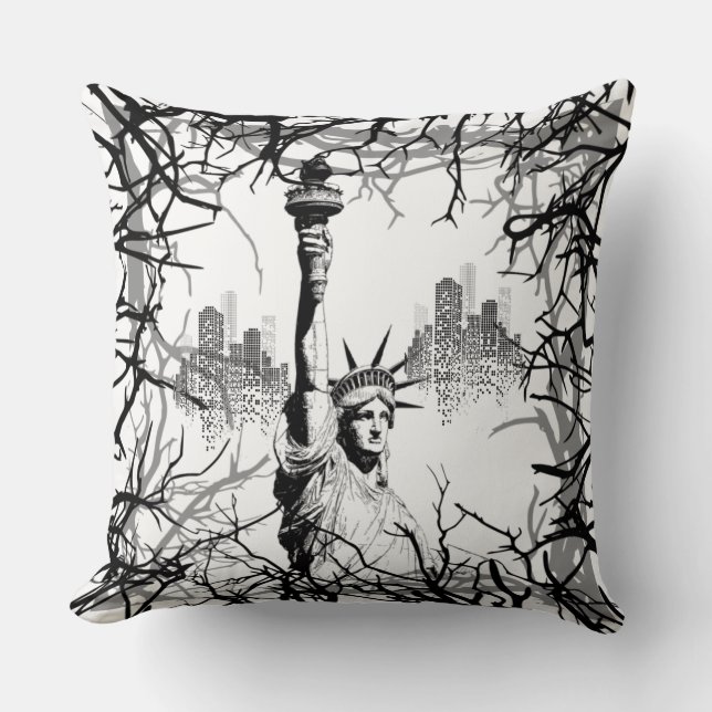Freedom Statue U.S.A Throw Pillow (Front)