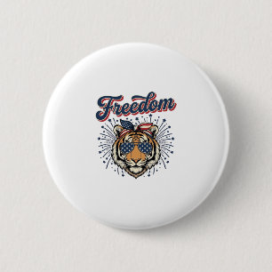 Freedom Tiger Patriotic Vintage Engraving Shirt_1 2 Inch Round Button
