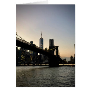 Freedom Tower and Brooklyn Bridge at Dusk