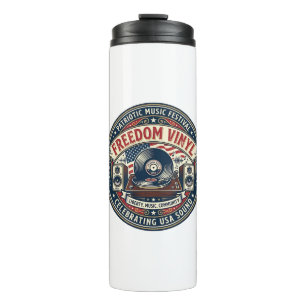 Freedom Vinyl Patriotic Patriotic Vinyl Record Mus Thermal Tumbler