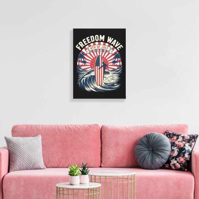 Freedom Wave 4th Of July Canvas Print (Insitu(LivingRoom))