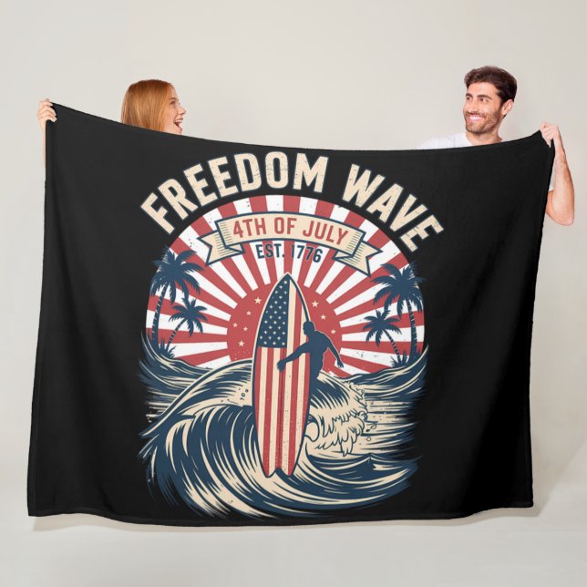 Freedom Wave 4th Of July Fleece Blanket (In Situ)