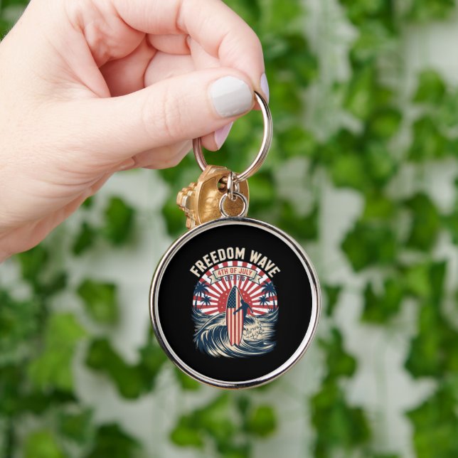 Freedom Wave 4th Of July Keychain (Hand)