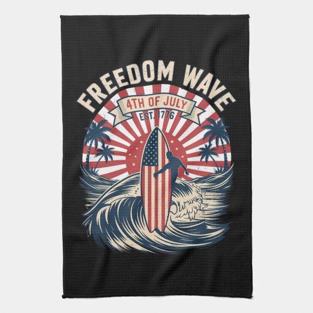 Freedom Wave 4th Of July Kitchen Towel (Vertical)