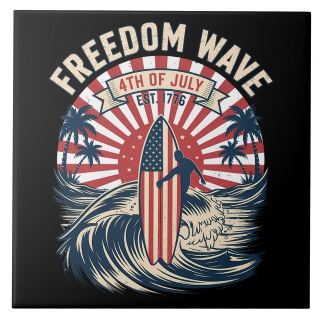 Freedom Wave 4th Of July Tile (Front)
