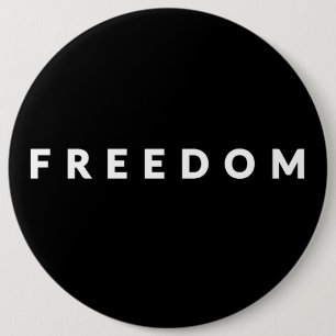 Freedom White Text 6 Inch Round Button