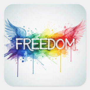 Freedom & Wings – Colourful Watercolor Art with Ab Square Sticker