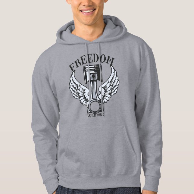 freedom wings pistons vintage motorcycle hoodie (Front)