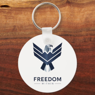 "Freedom Within" Modern Geometric Eagle Keychain