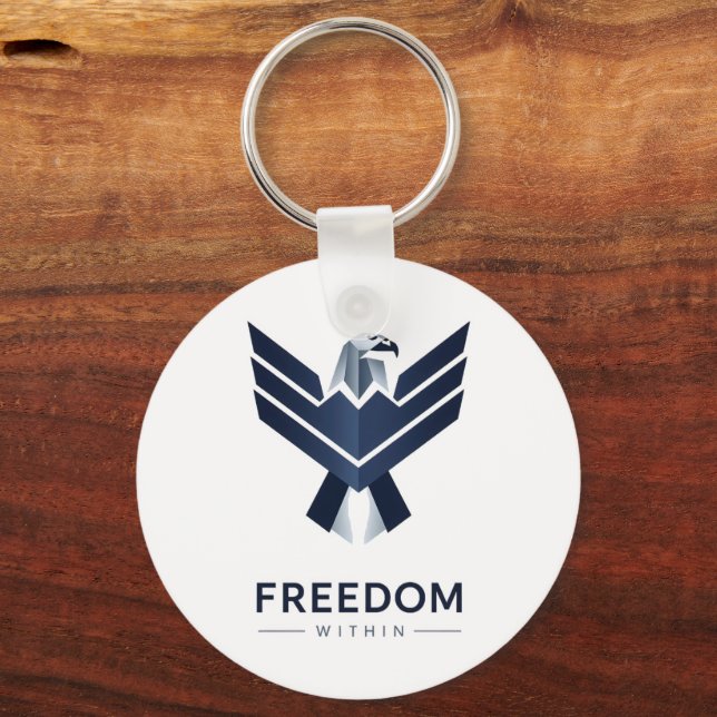 "Freedom Within" Modern Geometric Eagle Keychain (Front)