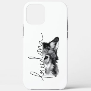 Freedom Wolf Minimal Line Art - iPhone 12 Pro Max Case