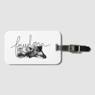 Freedom Wolf Minimal Line Art - Luggage Tag