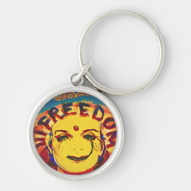Freedom Yellow smiley face Keychain (Front)