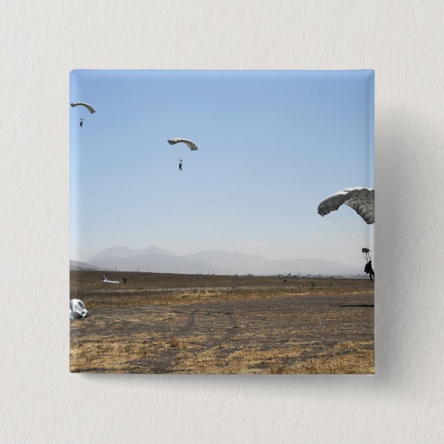 Freefall parachute jumpers 2 inch square button (Front)
