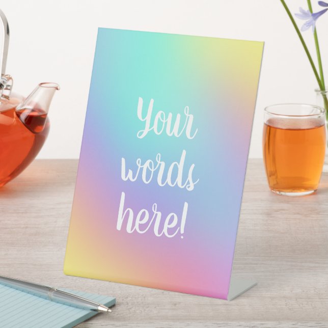 Freeform Pastel Rainbow Gradient Pedestal Sign (In SItu)