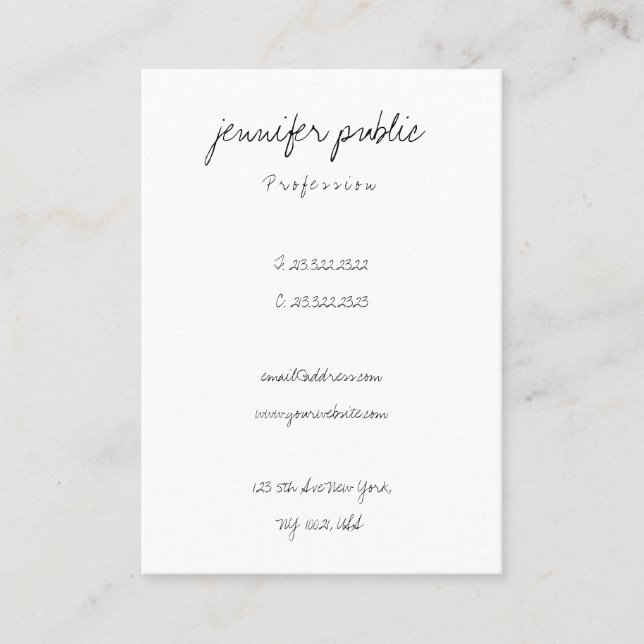 Freehand Script Modern Clean Template Professional Business Card (Front)
