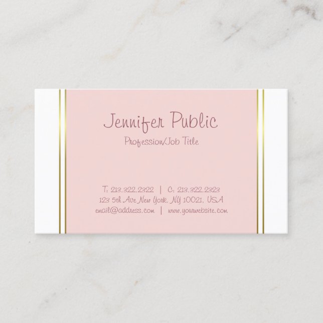 Freehand Script Text Elegant Sleek Trendy Plain Business Card (Front)