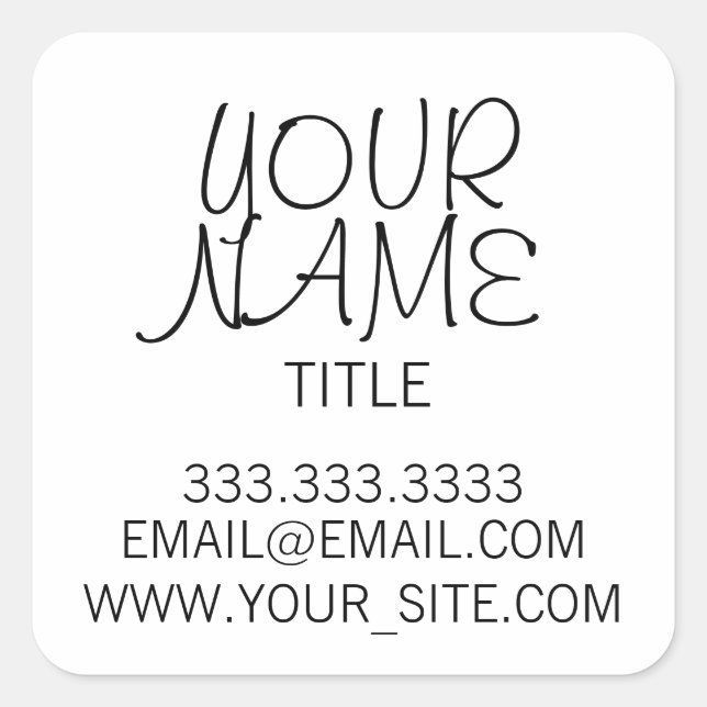 Freehand Simple Plain Square Sticker (Front)