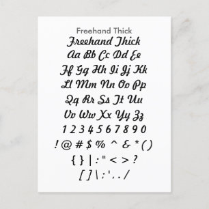 Freehand Thick - Zazzle Font Sampler Sheet Postcard