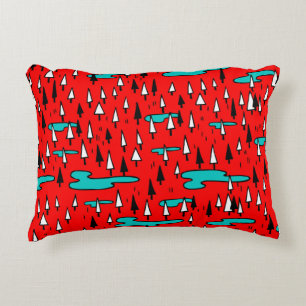 Freehand trees: Scandinavian Christmas pattern. Accent Pillow