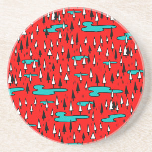 Freehand trees: Scandinavian Christmas pattern. Coaster
