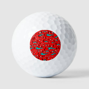 Freehand trees: Scandinavian Christmas pattern. Golf Balls