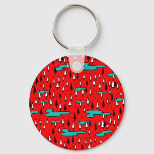 Freehand trees: Scandinavian Christmas pattern. Keychain