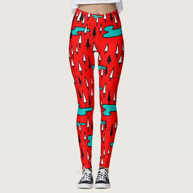 Freehand trees: Scandinavian Christmas pattern. Leggings (Front)