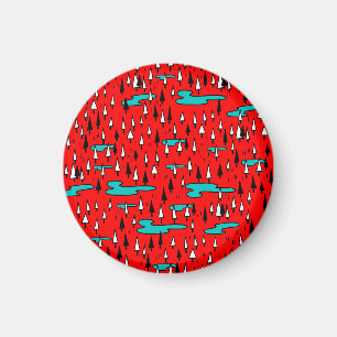 Freehand trees: Scandinavian Christmas pattern. Magnet