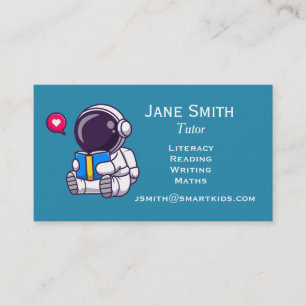 Freelance literacy tutor or teacher astronaut business card
