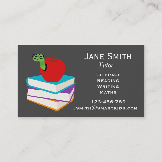 Freelance literacy tutor or teacher for kids business card (Front)